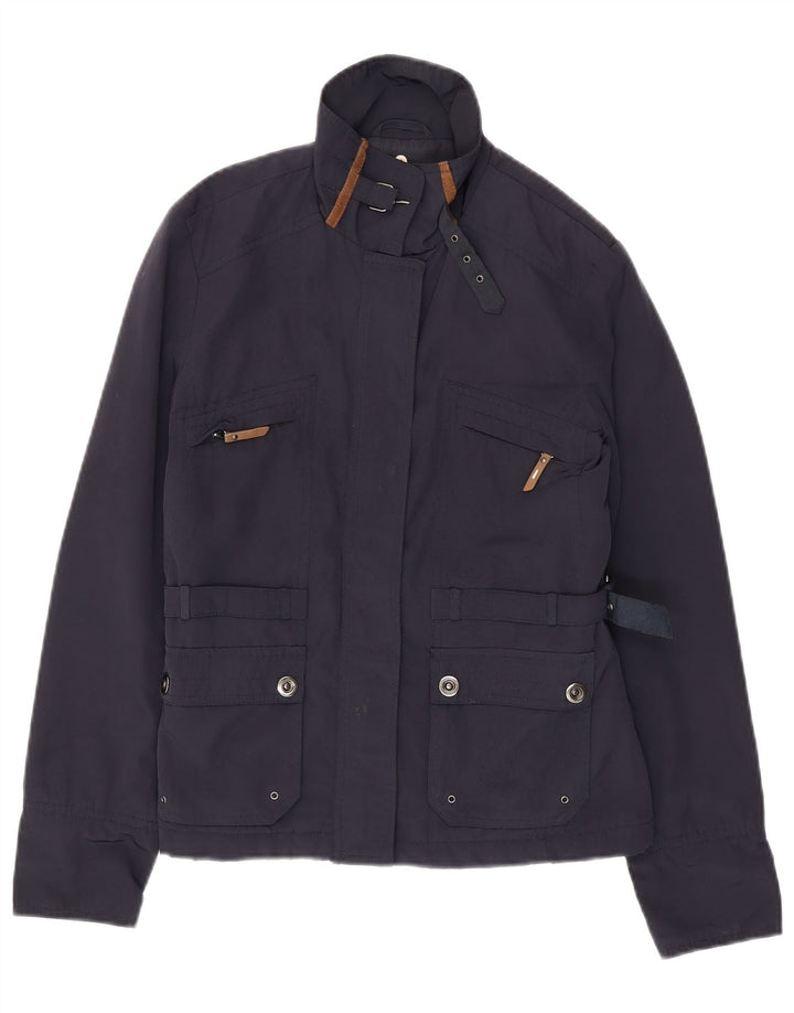 MASSIMO DUTTI Womens Utility Jacket UK 10 Small Navy Blue Polyester