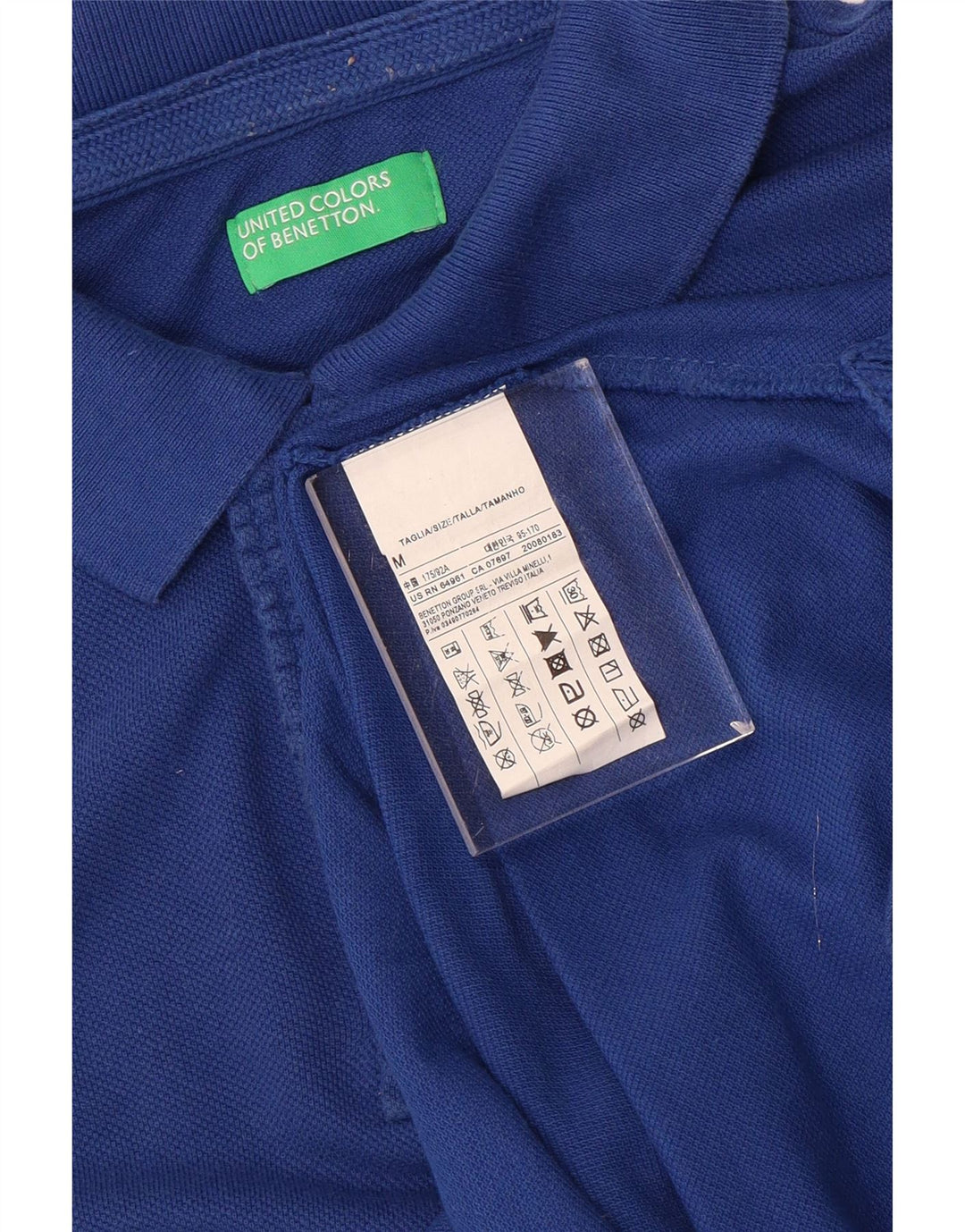 Tricou polo Benetton pentru bărbați, bumbac albastru mediu