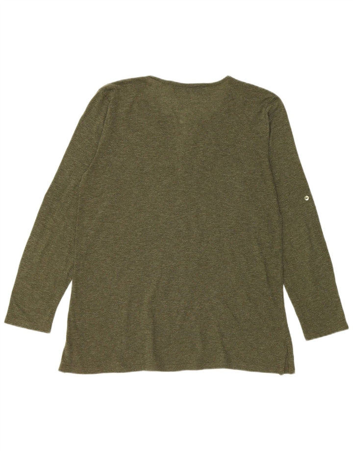 Top femeie Zara cu mânecă lungă UK 16 mare, verde, pete