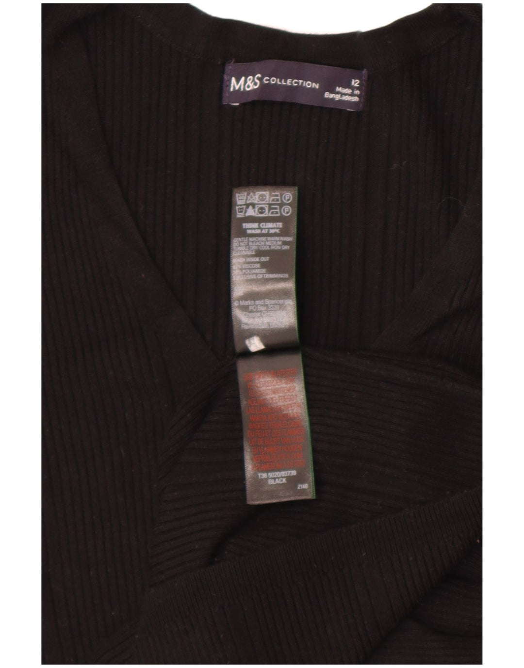 Marks & Spencer Pulover cu decolteu în V pentru femei UK 12 Medium Black Viscose