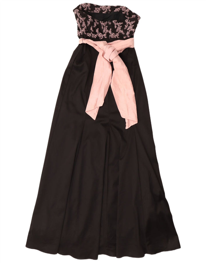 COAST Womens Strapless Dress UK 12 Medium Black Floral Acetate
