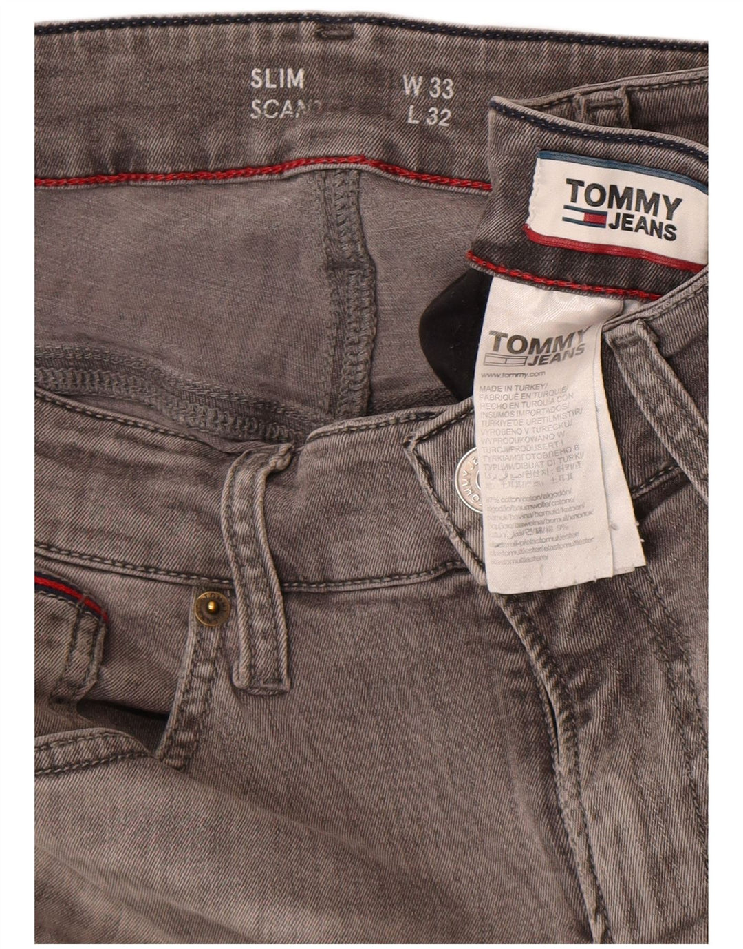 Blugi slim pentru bărbați Tommy Hilfiger W33 L32 bumbac gri
