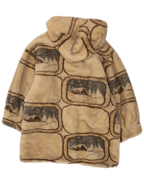 Verde Piu Duffle Coat supradimensionat pentru femei UK 10 Small Beige Geometric