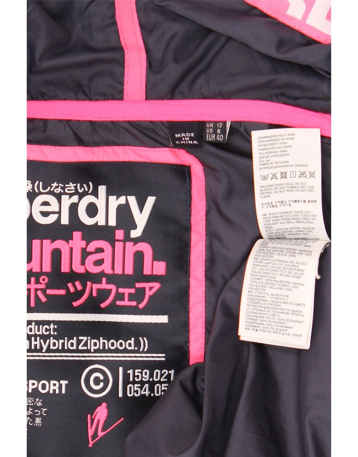 Jachetă căptușită cu glugă Superdry pentru femei UK 12 Medium Bleumarin Flecked