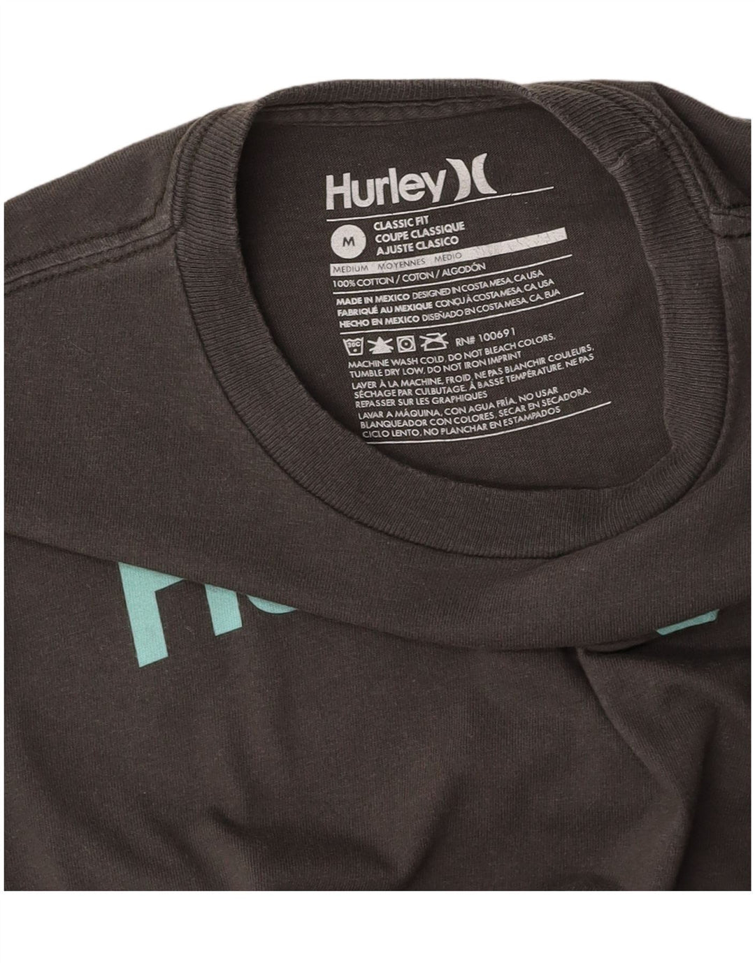 Tricou grafic HURLEY Classic Fit pentru femei Top UK 18 Bumbac gri mediu