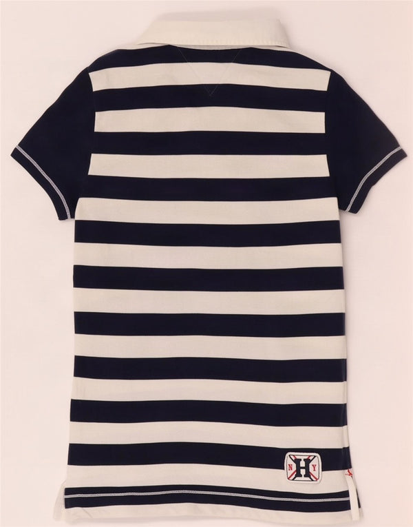 Tricou polo de rugby Tommy Hilfiger pentru femei UK 10 mic, albastru bleumarin, bumbac cu dungi