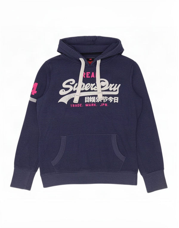 Pulover Superdry pentru damă, cu grafică, UK 16, mare, albastru, bumbac