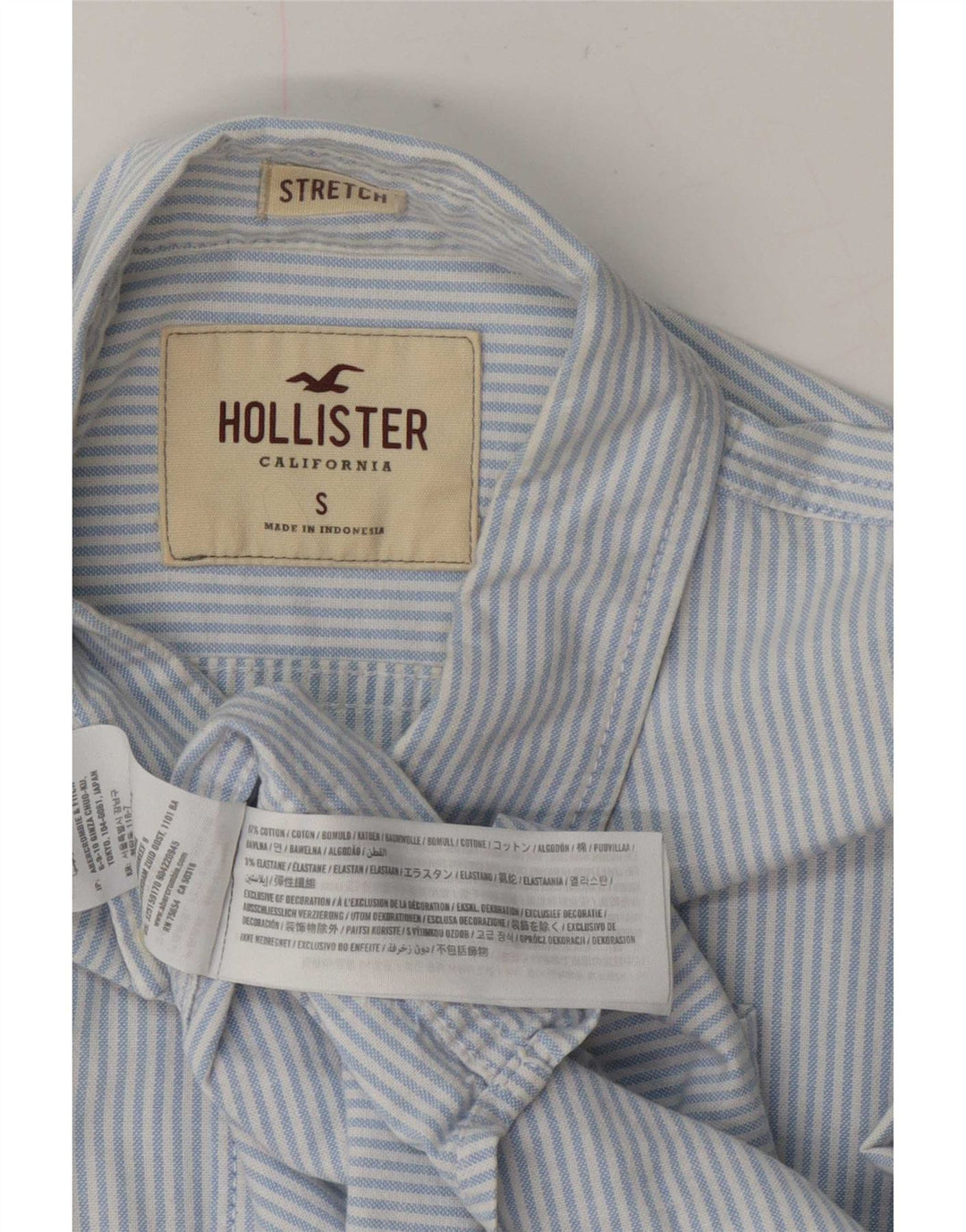 Cămașă Hollister pentru bărbați, mic albastru, bumbac cu dungi