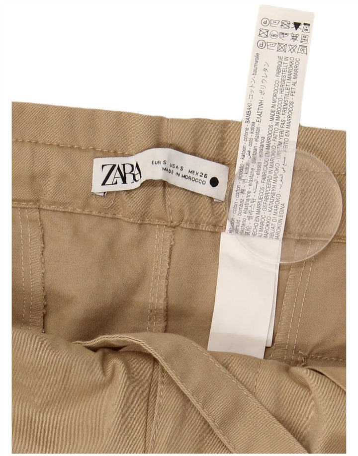 ZARA Pantaloni Drepți Casual Damă Mici W26 L29 Bej Bumbac