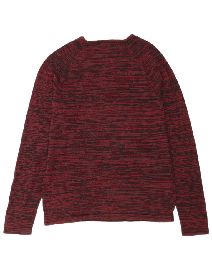Pulover Jack & Jones pentru bărbați, cu gât roșu, în dungi medii de burgundă