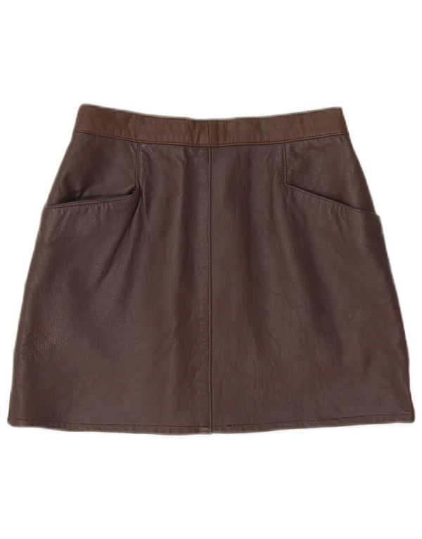 Fusta mini din piele pentru femei Rumors N Gossyp UK 10 Small W30 Brown