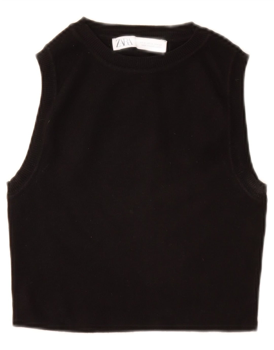 Zara femei Crop Vest Tank Top UK 8 Small Black Viscose