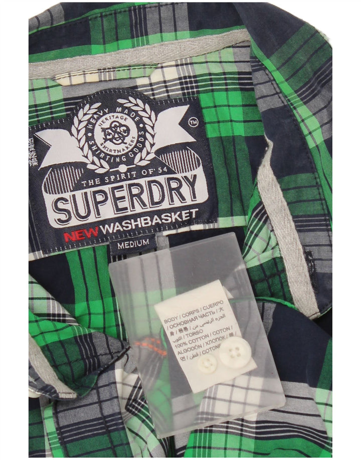 Cămașă pentru bărbați Superdry, bumbac cu carouri verde mediu