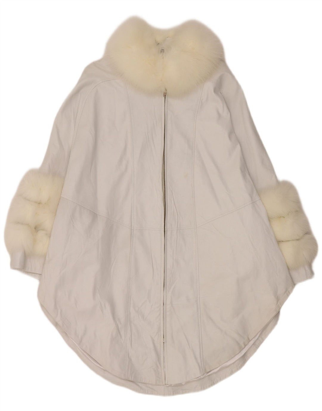 Palton din piele vintage pentru femei, UK 18 XL, alb