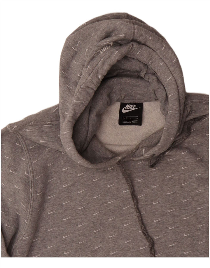 NIKE Mens Graphic Hoodie Jumper Small Grey Spotted Cotton