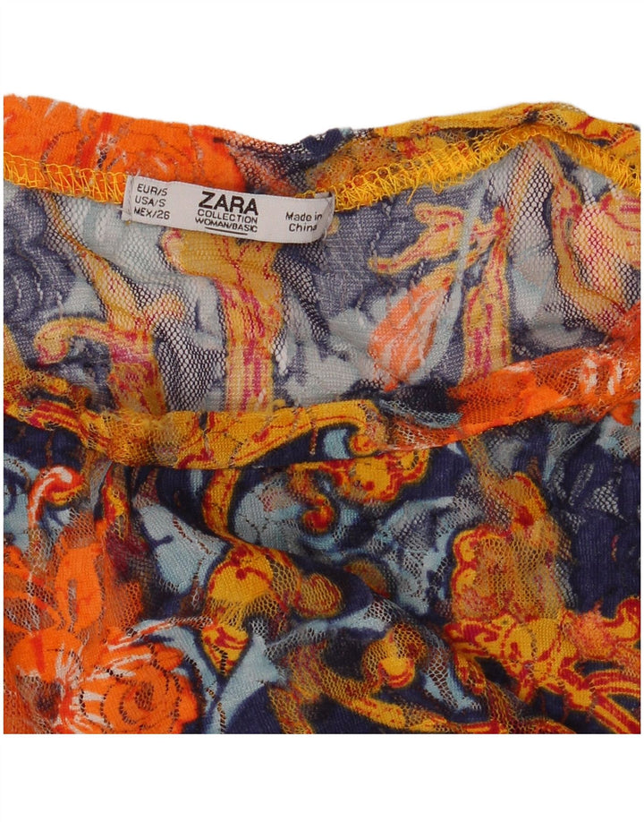Bluză Zara Femei See Through Top UK 10 Mic Multicolor Floral