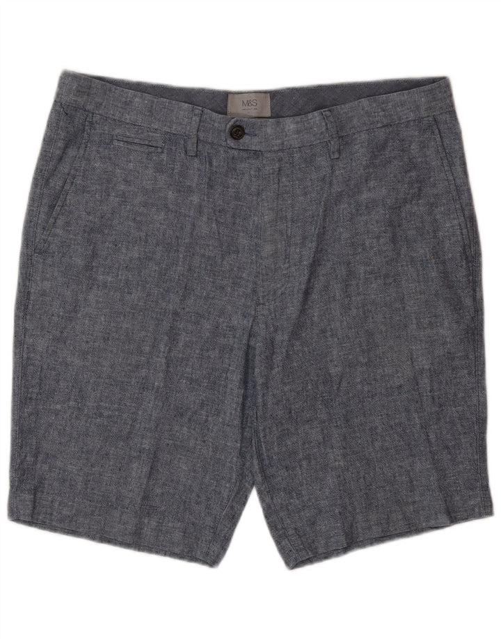 Pantaloni scurți chino pentru bărbați Marks & Spencer W34 Large Blue Linen