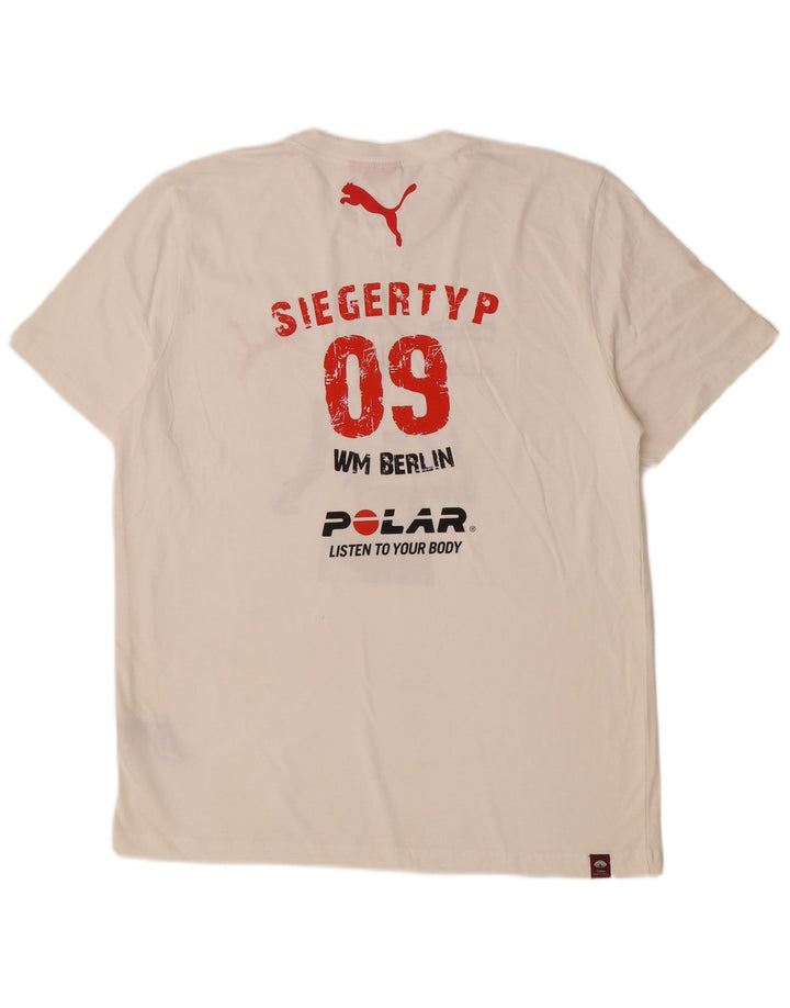 Tricou grafic Puma pentru bărbați Top mare din bumbac alb