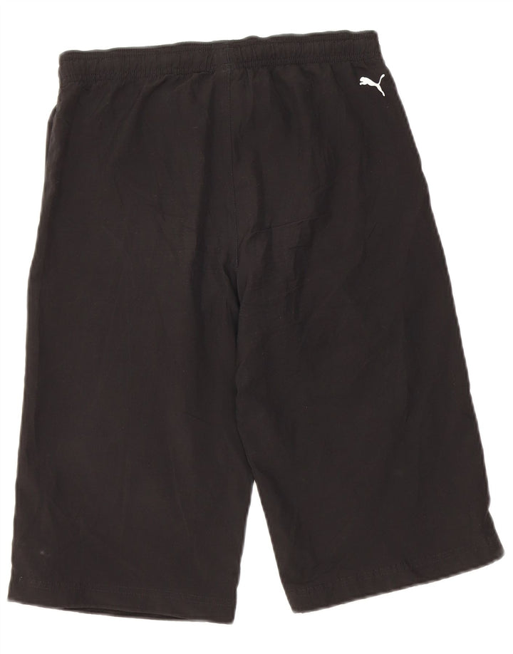 Pantaloni scurți sport grafic Puma pentru băieți 11-12 ani poliester negru
