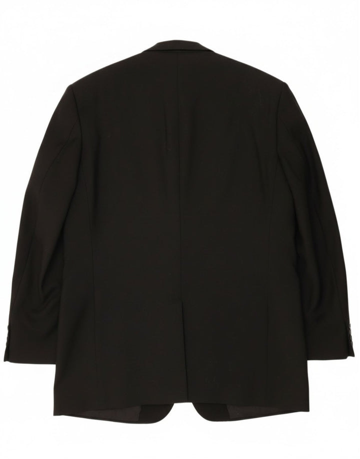 Mario Zegna Jachetă pentru bărbați cu 1 nasture IT 50 Lână mare neagră color bloc