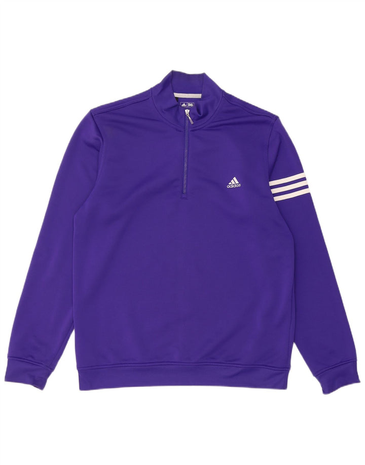 Adidas pentru bărbați Climalite Zip Neck Top cu mânecă lungă Violet mediu Sport