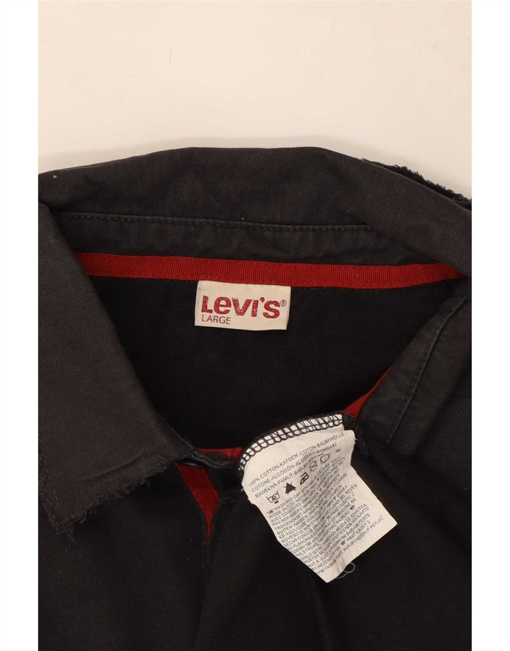Tricou polo cu mânecă lungă Levi's pentru bărbați, bumbac negru mare