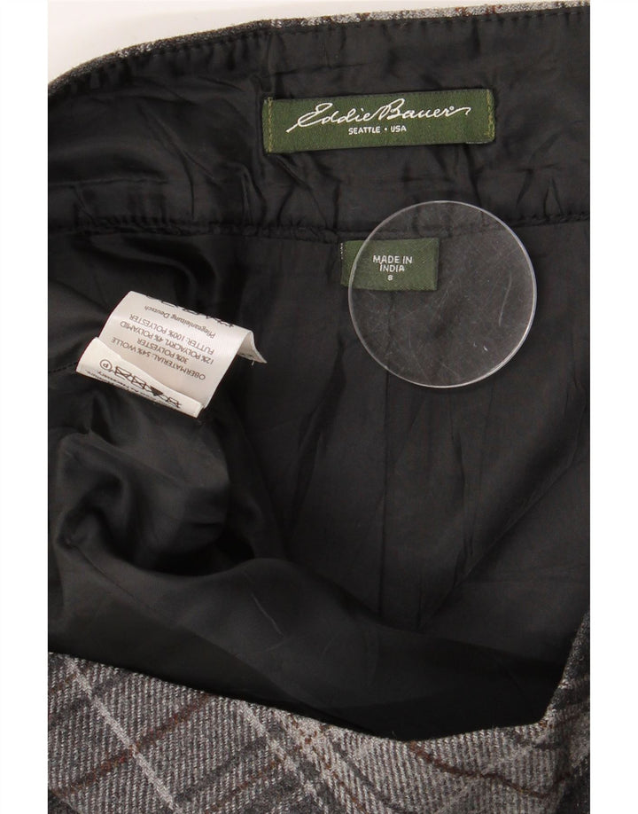 Fusta mini pentru femei EDDIE BAUER US 8 Medium W32 Lână carouri gri