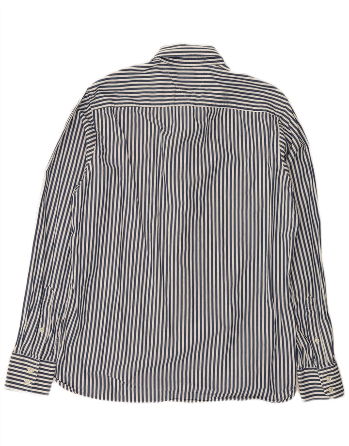Tommy Hilfiger Mens Shirt Medium Blue Striped Cotton