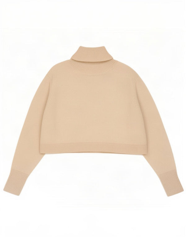 Pulover de damă Zara Crop oversized cu gât rulat, UK 10 Small Off White