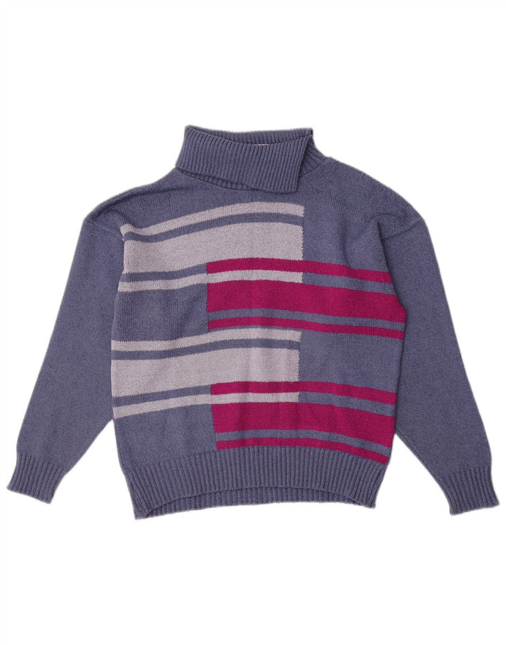 Pulover pentru femei Pebble cu gât rulat UK 12 Medium Blue Colorblock