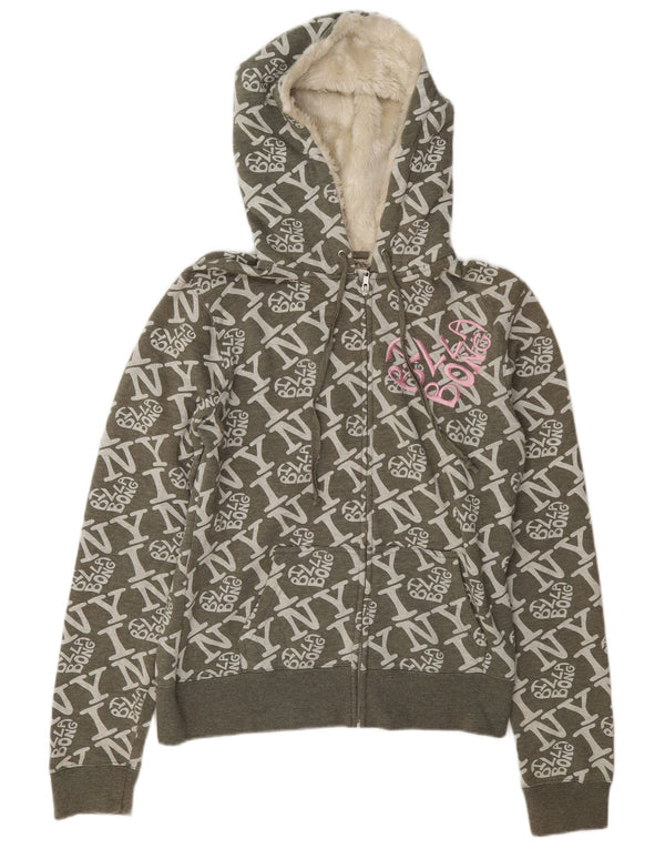 Pulover Billabong pentru damă, cu fermoar și grafic, bumbac verde UK 18 XL