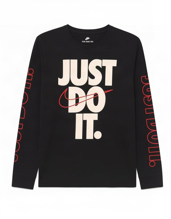 Top cu mânecă lungă cu mânecă lungă, bumbac, negru, cu croi atletic Nike