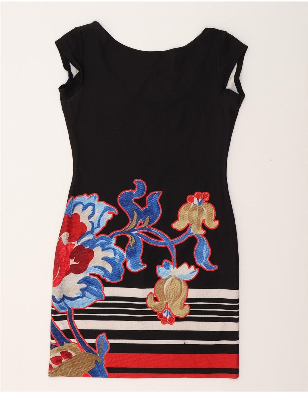 DESIGUAL rochie bodycon pentru femei UK 12 Medium Black Floral Poliester