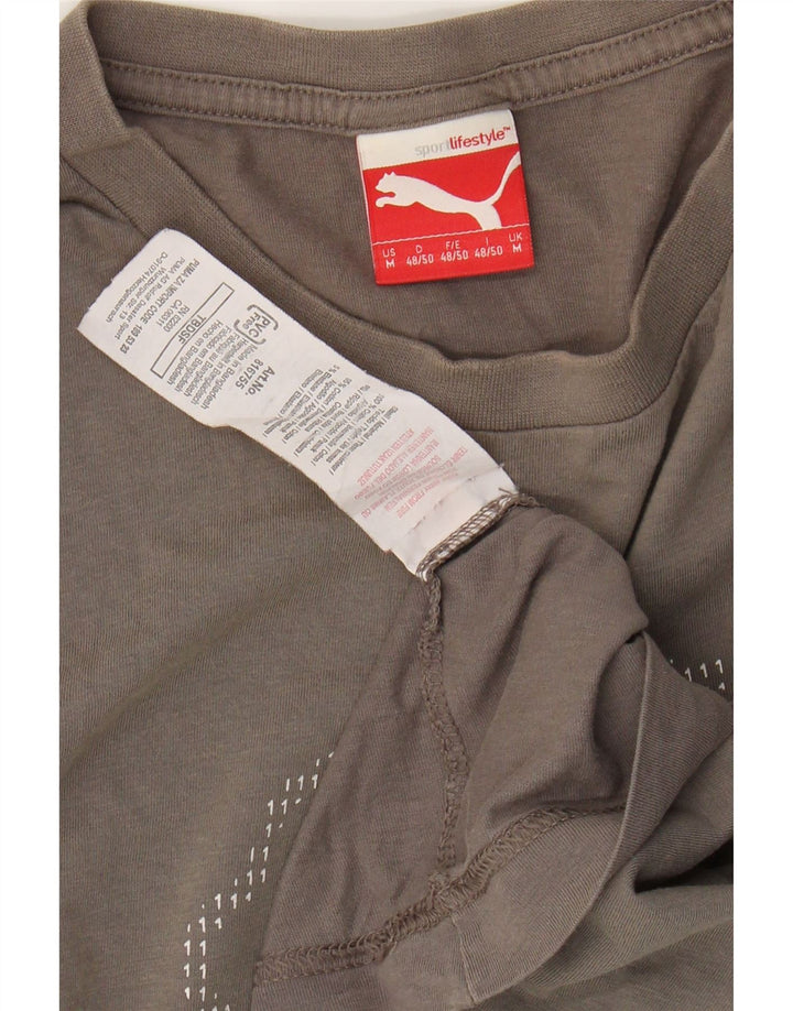 Tricou grafic PUMA pentru bărbați Top din bumbac gri mediu