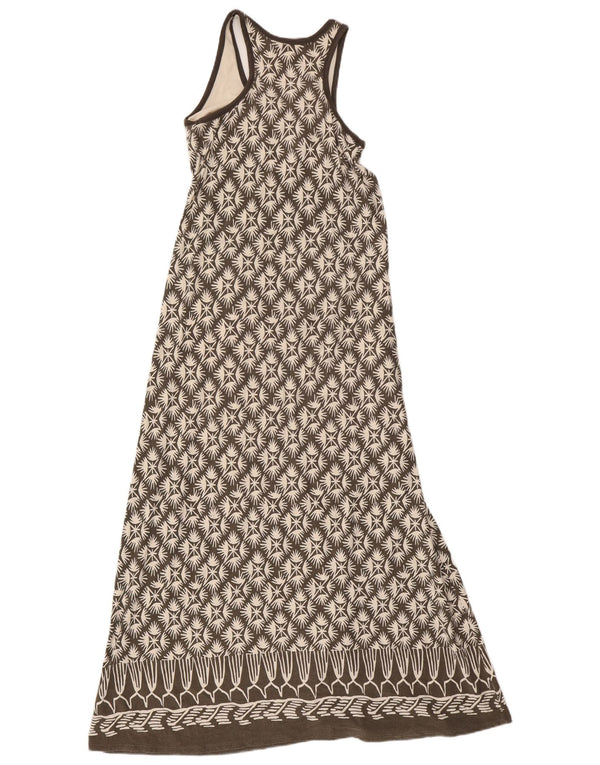Athleta Womens Sleeveless Maxi Dress UK 12 Medium Grey Geometric Cotton