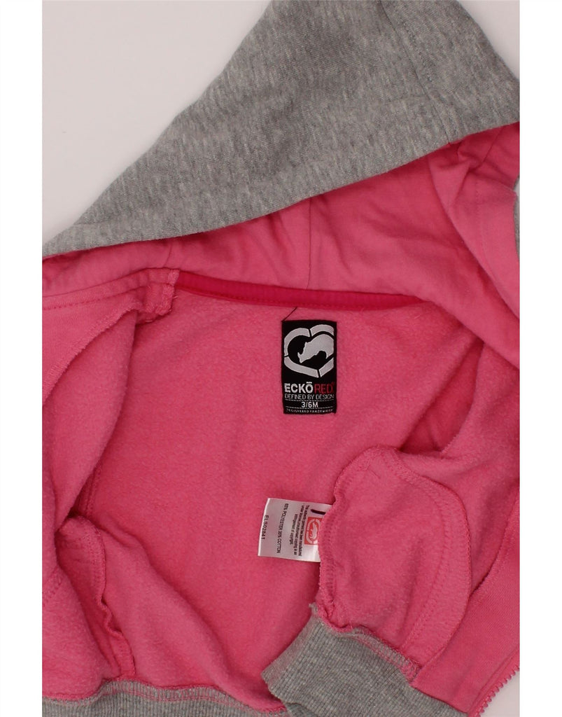 ECKO UNLTD Baby Girls Zip Hoodie Sweater 3-6 Months Pink Colourblock Vintage Ecko Unltd and Second-Hand Ecko Unltd from Messina Hembry 
