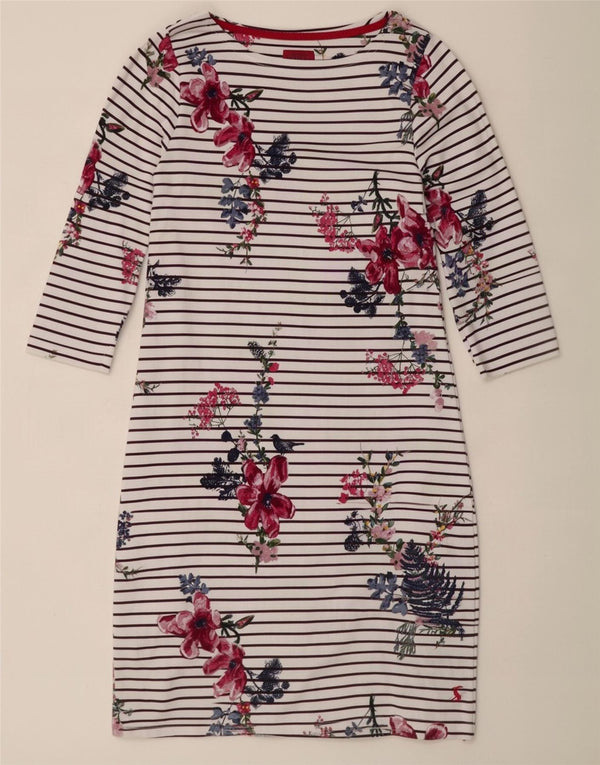 Rochie rochie pentru femei Joules cu mâneci 3/4 UK 10 Bumbac cu dungi albe mici