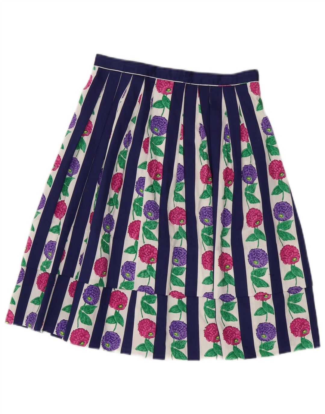 Fusta plisată pentru femei VINTAGE W24 XS Albastru Floral