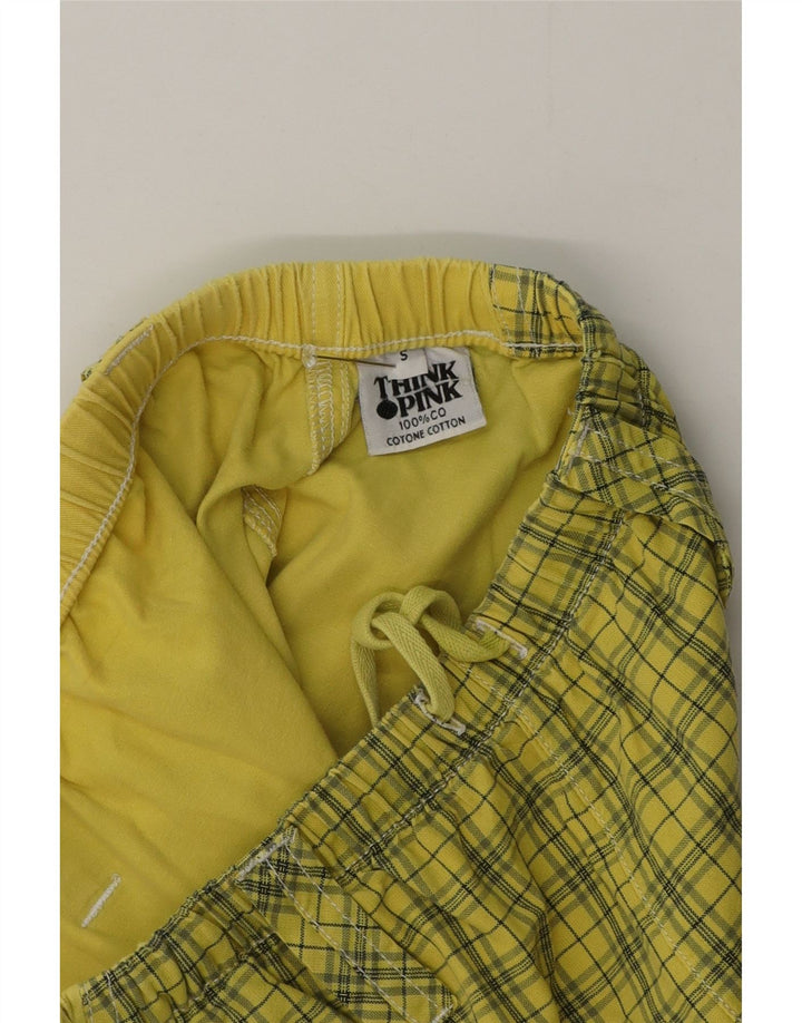Pantaloni scurți chino pentru bărbați Think Pink, mici W29, bumbac cu carouri galbene