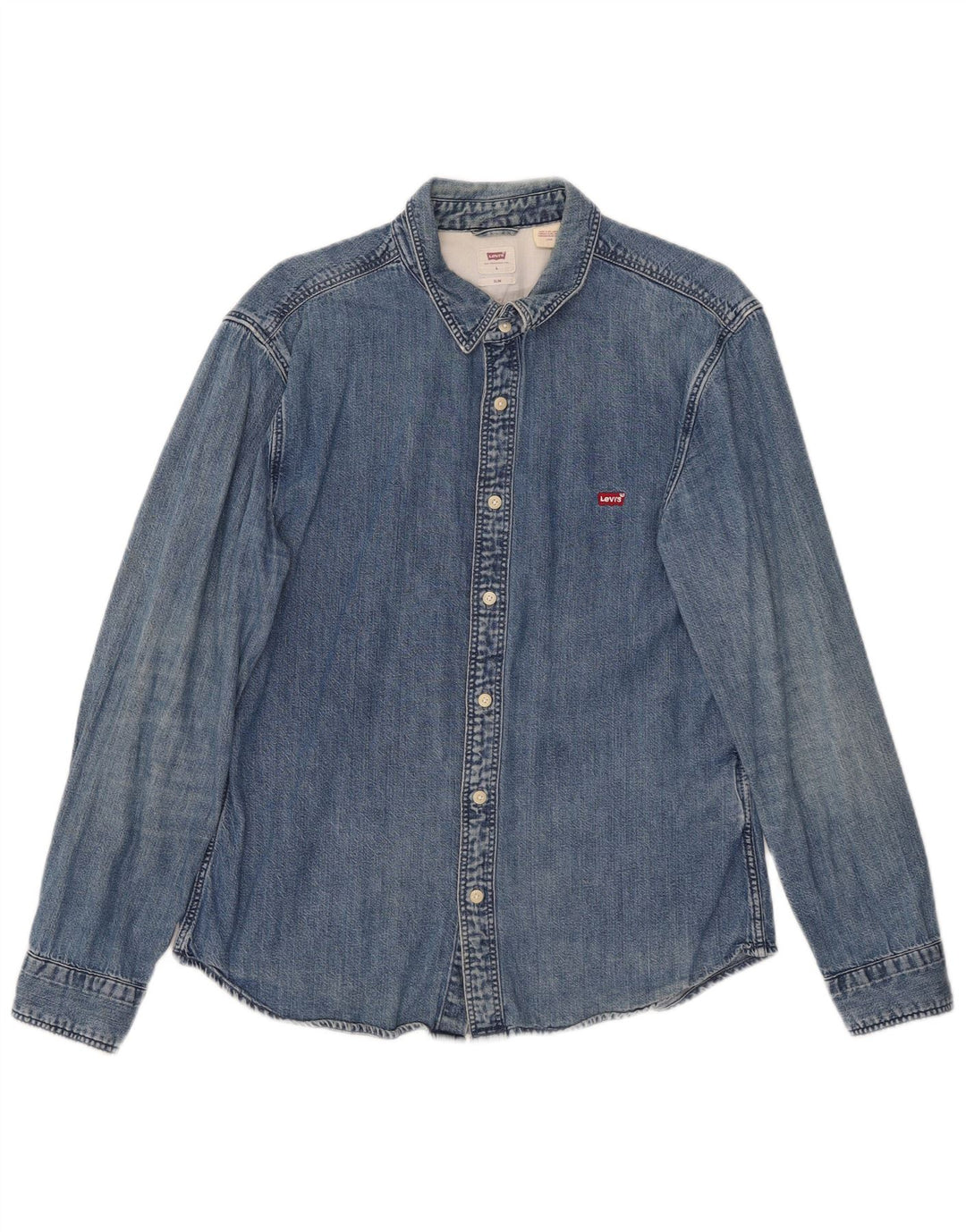 Cămașă de denim subțire pentru bărbați Levi's UK 40, mare, albastru, bumbac