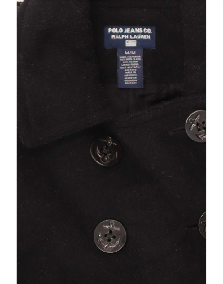 Palton Ralph Lauren pentru femei UK 14 Lână neagră medie