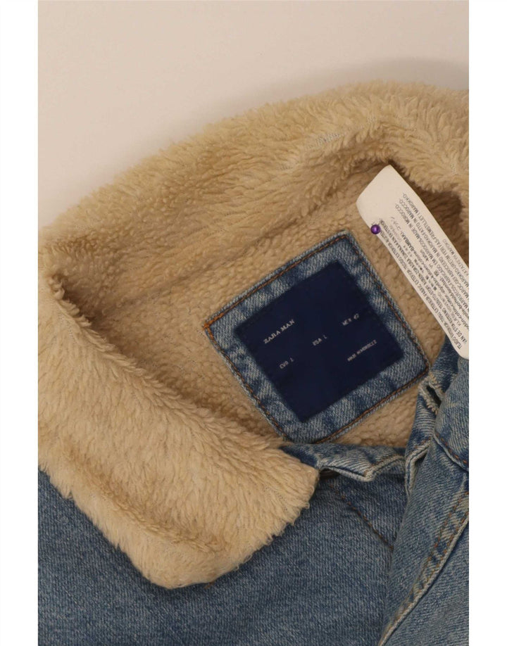 Jachetă de blugi Sherpa pentru bărbați Zara UK 40, mare, albastru, bumbac