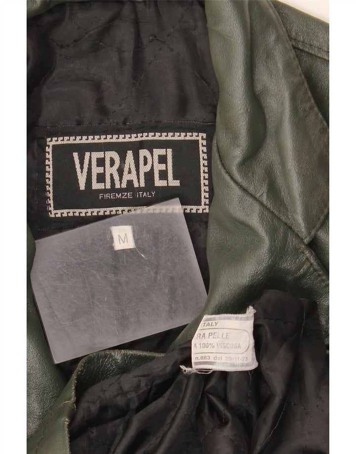 Palton din piele vintage pentru femei UK 14 Medium Khaki Piele