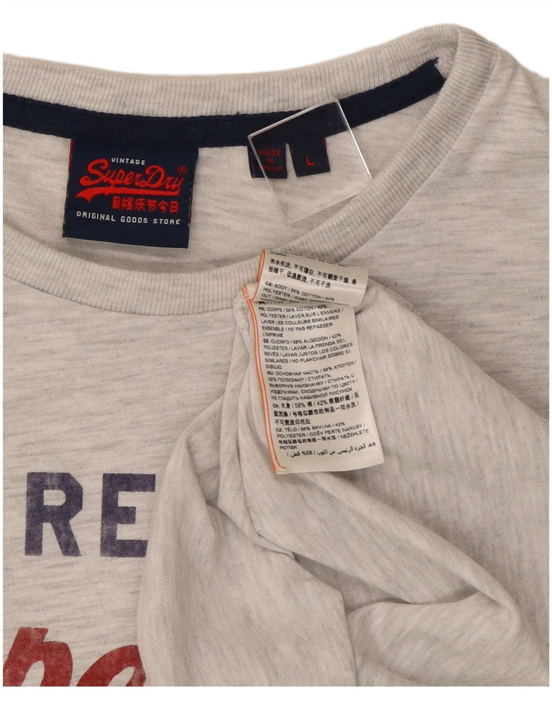 Top grafic pentru bărbați Superdry cu mânecă lungă, mare, gri bumbac cu pete