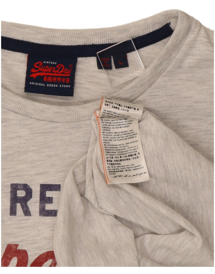 Top grafic pentru bărbați Superdry cu mânecă lungă, mare, gri bumbac cu pete