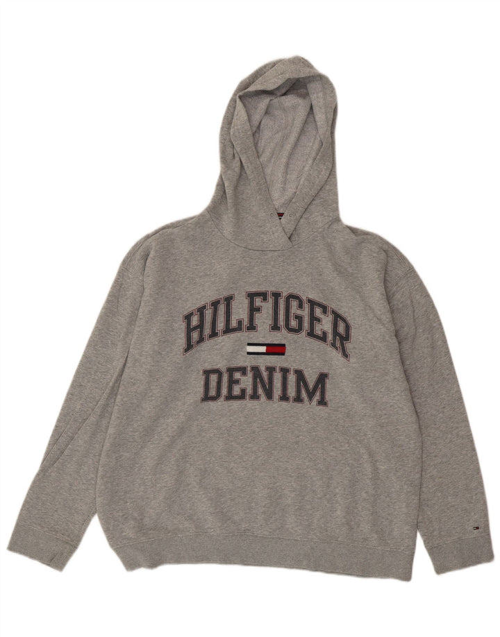 TOMMY HILFIGER Pulover supradimensionat cu capota cu grafic pentru femei UK 16 Large Gri