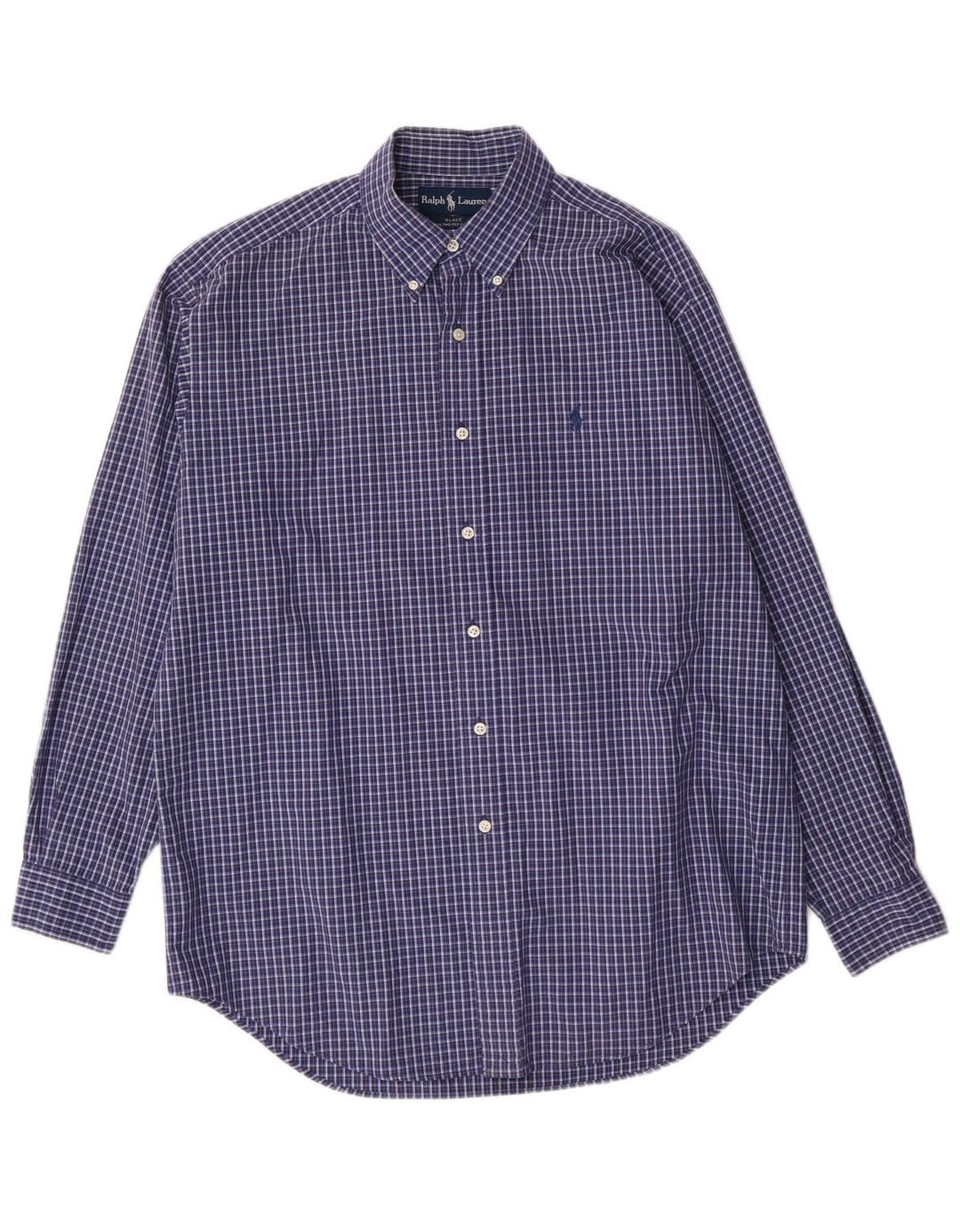 Cămașă pentru bărbați Ralph Lauren Blake Relaxed Fit, bumbac cu carouri albastru mediu