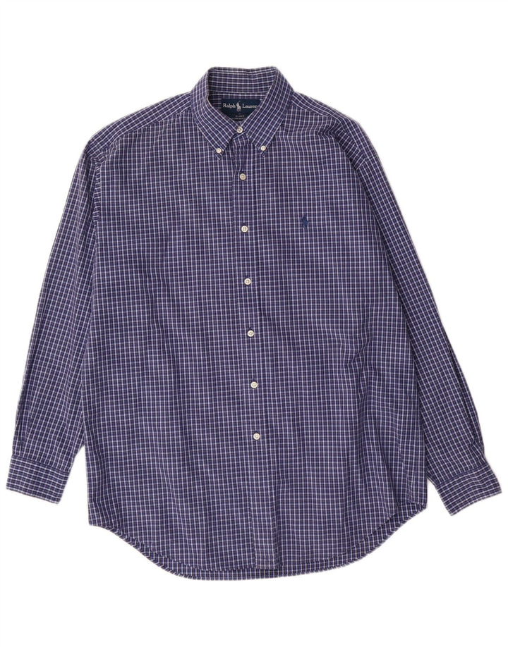Cămașă pentru bărbați Ralph Lauren Blake Relaxed Fit, bumbac cu carouri albastru mediu