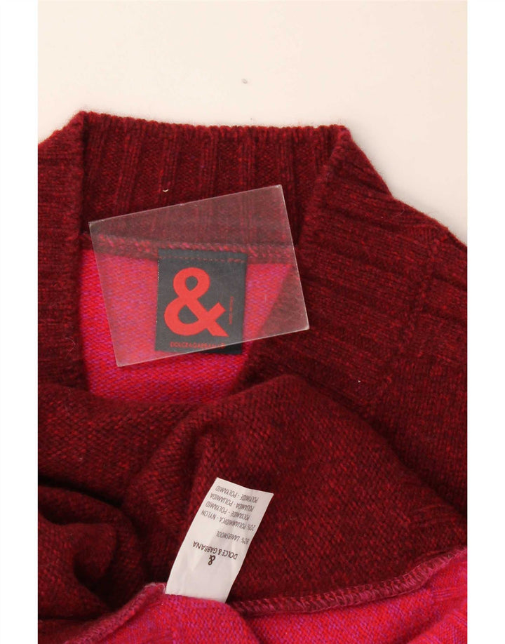 Pulover cu decolteu în V Dolce & Gabbana pentru femei IT 44 Burgundy mediu