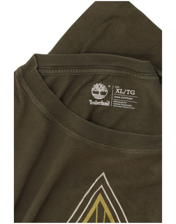 TIMBERLAND Bărbați Regular Fit Graphic Top cu mânecă lungă XL Kaki Bumbac